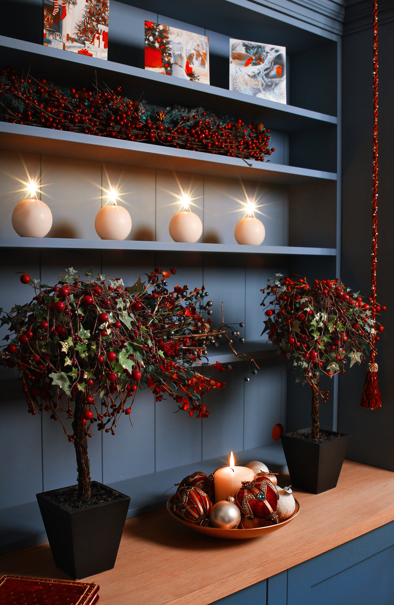 christmas dresser decorations Coastal Christmas Decorations in the Dining Room