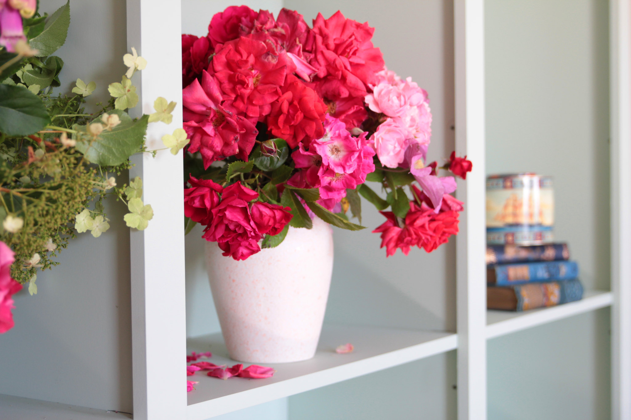 Flowers On Bookcase - Jali Gallery