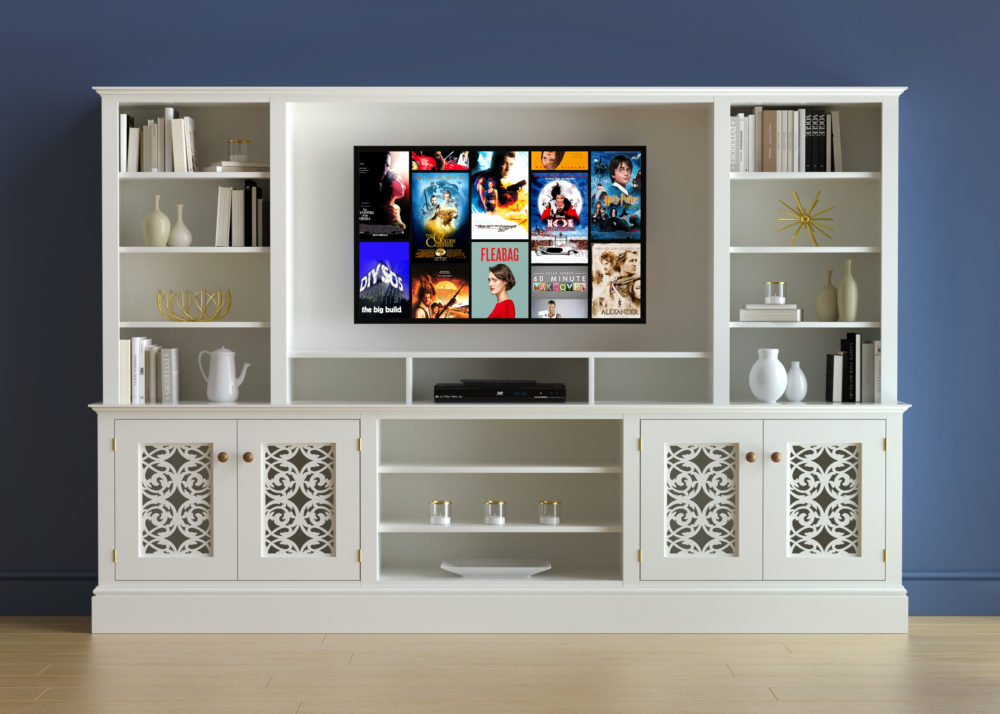 Jali custom TV Unit with fretwork doors