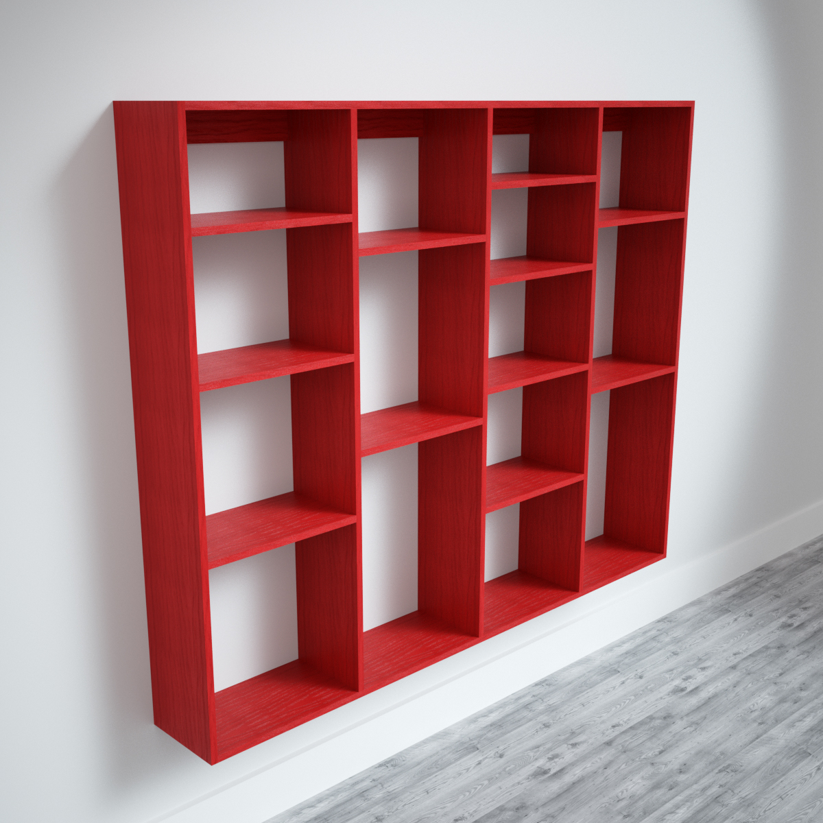 Wall Mounted Red Shelving Jali Gallery